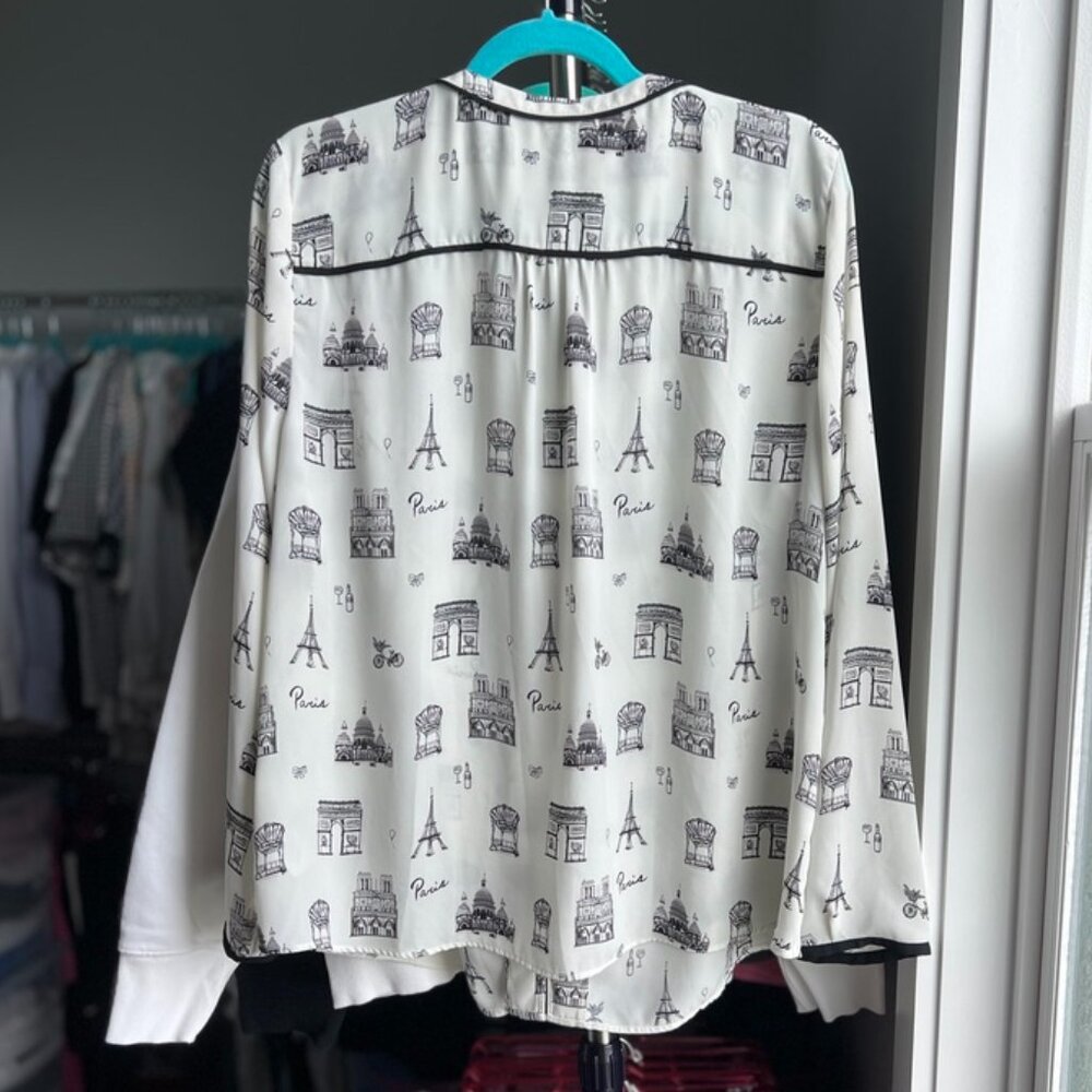 Talbots Paris Print Button-Down Blouse - image 2